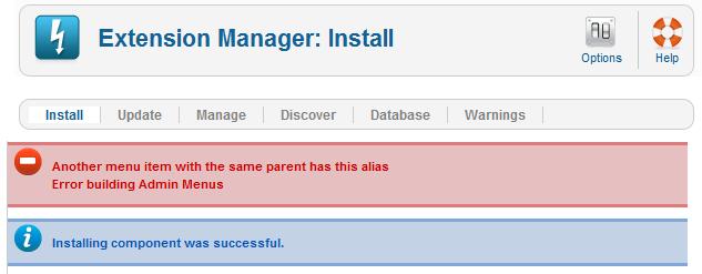 Error building Admin Menus