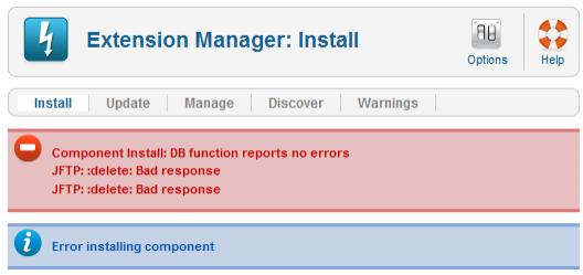 Component Install: DB function reports no errors