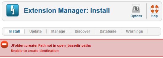 JFolder::create: Path not in open_basedir paths