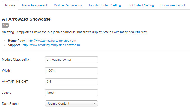 AT Arrowzex Showcase Module Setting